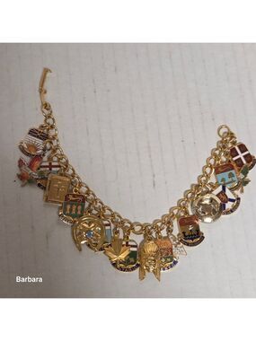 Vintage Gold-tone Provincial and Other Charm Bracelet